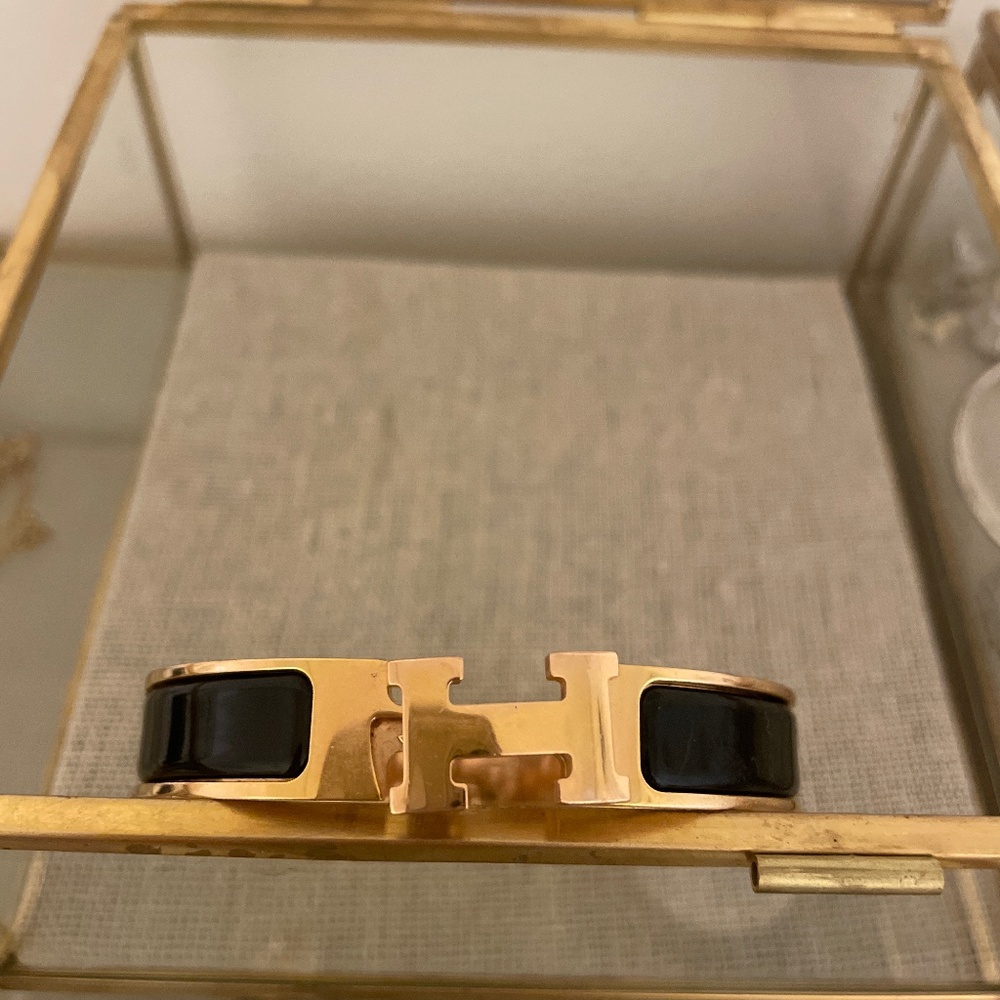 Hermes black and gold bracelet